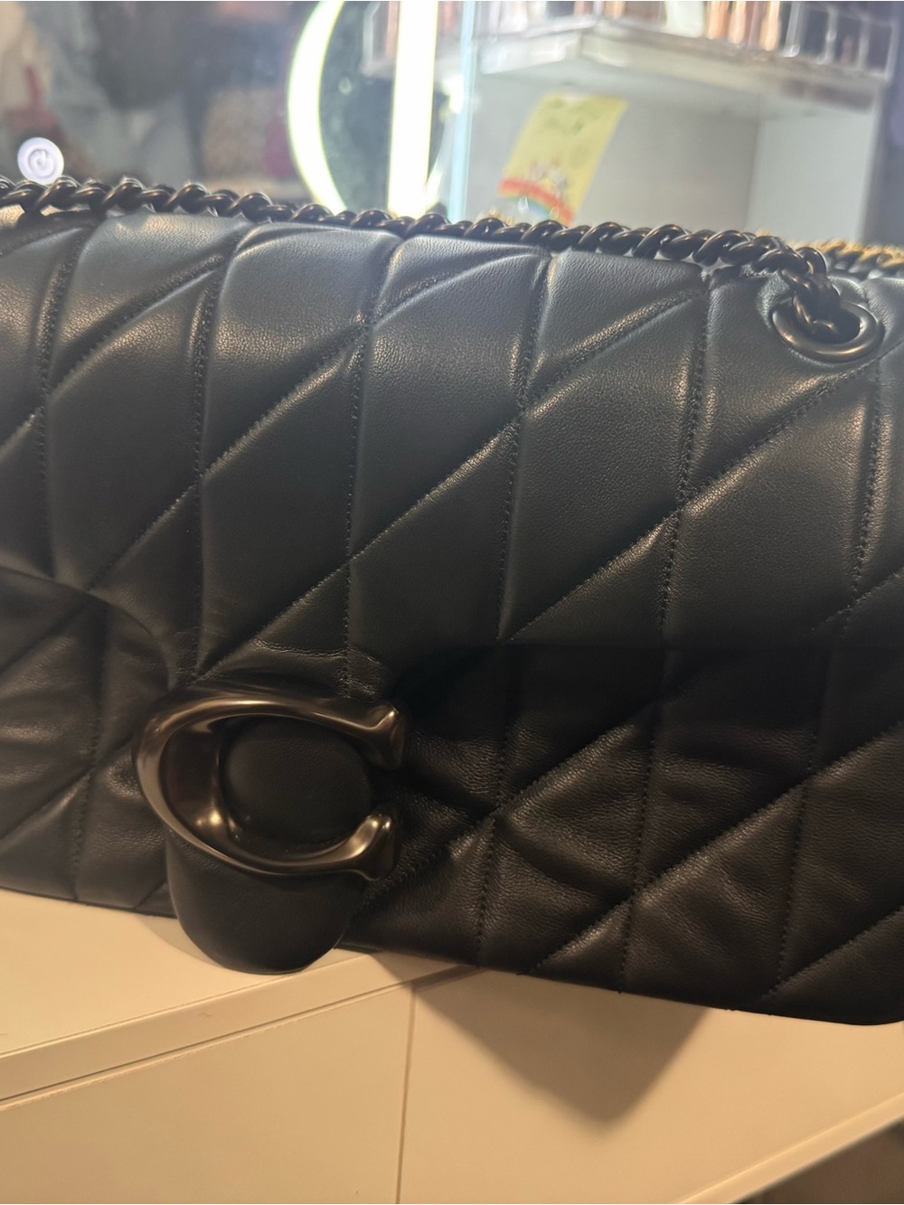 Coach Tabby 33 Black Quilted Leather Shoulder Bag with Gunmetal Hardware
